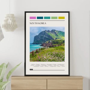 SOUTH KOREA - Travel Poster, Color Block Travel Poster, Digital Download, Digital Travel Poster