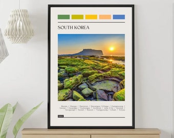 South Korea Travel Poster: Modern Color Block Print (Digital Download)