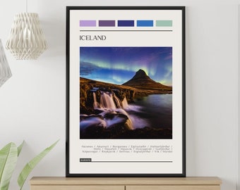 Iceland Travel Poster: Modern Color Block Print (Digital Download)