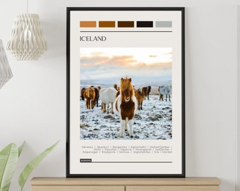 Iceland Travel Poster: Modern Color Block Print (Digital Download)