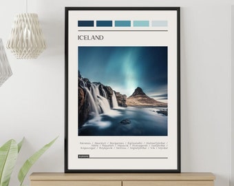 Iceland Travel Poster: Modern Color Block Print (Digital Download)