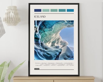Iceland Travel Poster: Modern Color Block Print (Digital Download)
