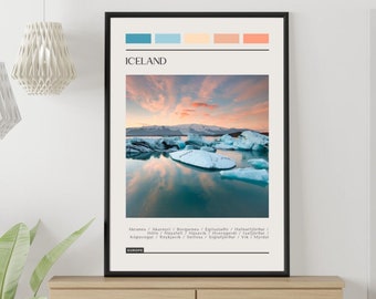 Iceland Travel Poster: Modern Color Block Print (Digital Download)