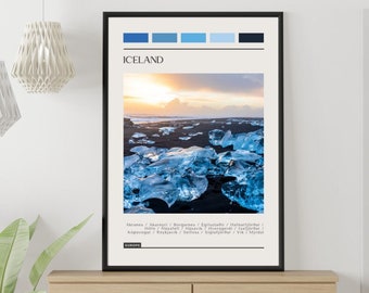 Iceland Travel Poster: Modern Color Block Print (Digital Download)