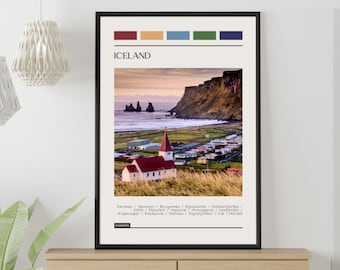 ICELAND - Travel Poster, Color Block Travel Poster, Digital Download, Digital Travel Poster