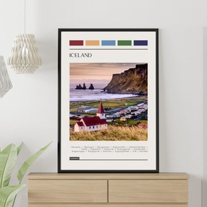 ICELAND - Travel Poster, Color Block Travel Poster, Digital Download, Digital Travel Poster