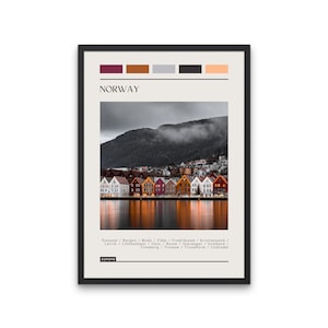 NORWAY - Travel Poster, Color Block Travel Poster, Digital Download, Digital Travel Poster