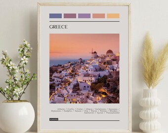 Greece Travel Poster: Color Block Print