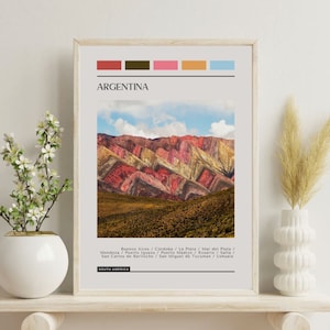 PRINTED Argentina Poster - Travel Poster, Color Block Travel Poster