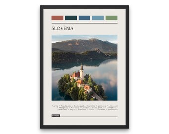 Slovenia Travel Poster: Color Block City Print (Digital Download)