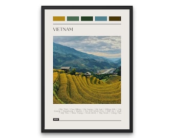 VIETNAM - Travel Poster, Color Block Travel Poster, Digital Download, Digital Travel Poster