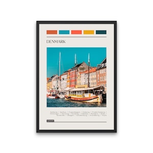 DENMARK - Travel Poster, Color Block Travel Poster, Digital Download, Digital Travel Poster