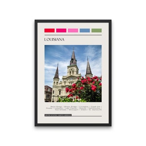 LOUISIANA - Travel Poster, Color Block Travel Poster, Digital Download, Digital Travel Poster