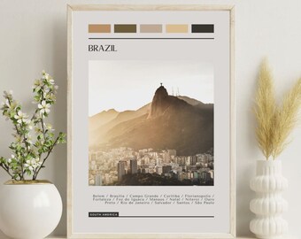 Brazil Travel Poster: Color Block City Art Print