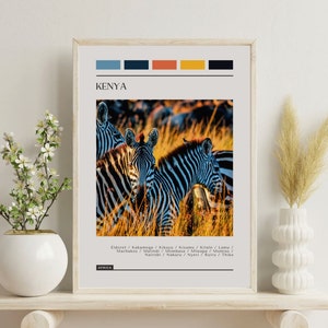 PRINTED Kenya Poster - Travel Poster, Color Block Travel Poster