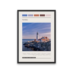 MAINE - Travel Poster, Color Block Travel Poster, Digital Download, Digital Travel Poster