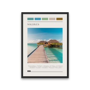 MALDIVES - Travel Poster, Color Block Travel Poster, Digital Download, Digital Travel Poster