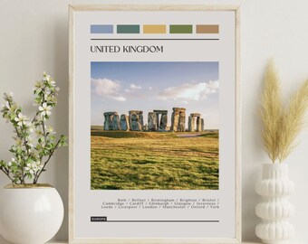 United Kingdom Travel Poster: Color Block City Art Print