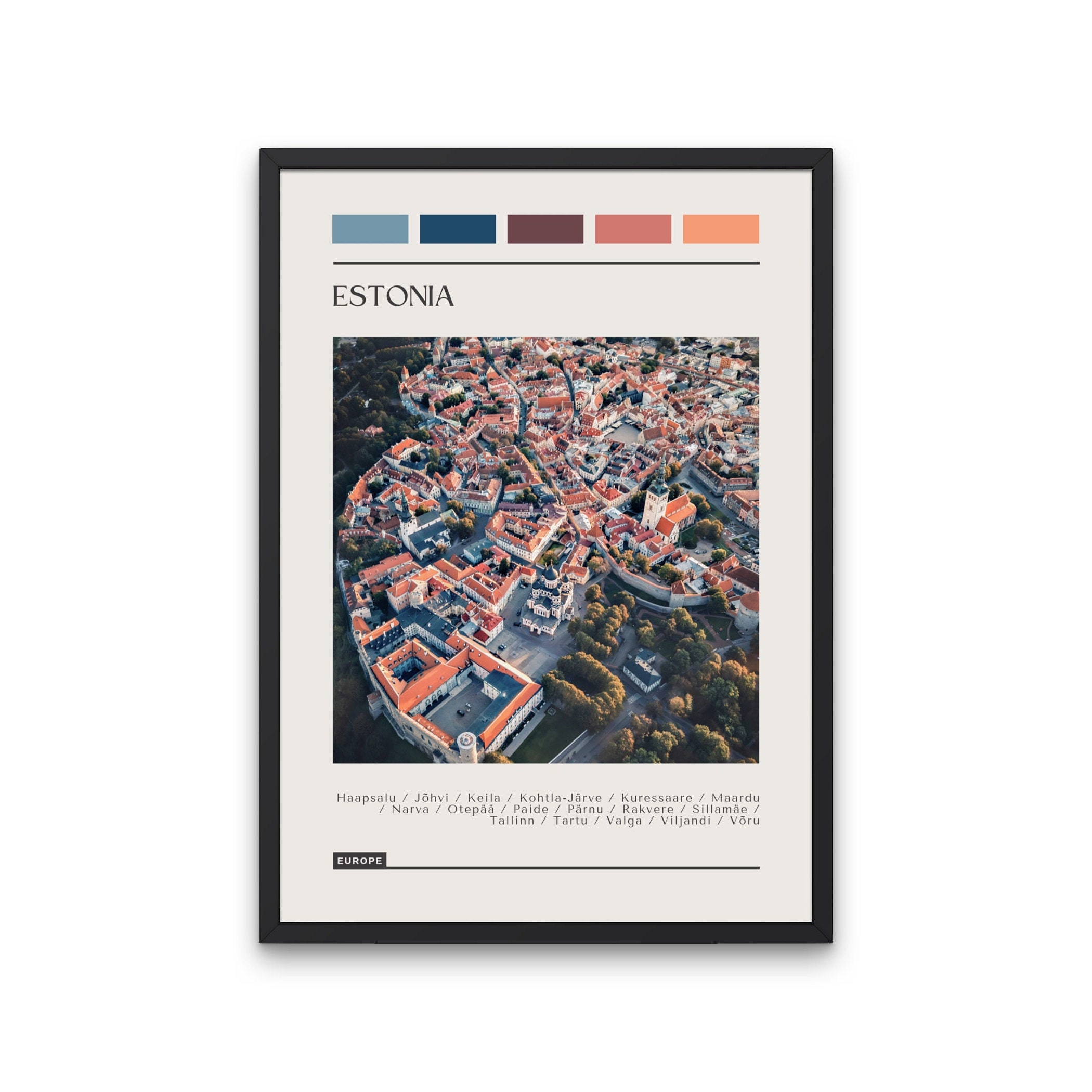 ESTONIA - Travel Poster, Color Block Travel Poster, Digital Download, Digital Travel Poster
