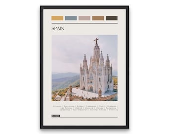 Spain Travel Poster: Color Block City Art (Digital Download)