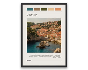 CROATIA - Travel Poster, Color Block Travel Poster, Digital Download, Digital Travel Poster