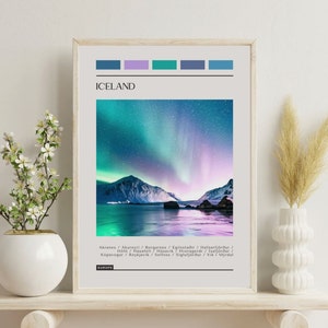 PRINTED Iceland Poster - Travel Poster, Color Block Travel Poster