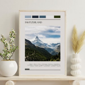 PRINTED Switzerland Poster - Travel Poster, Color Block Travel Poster
