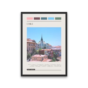 CHILE - Travel Poster, Color Block Travel Poster, Digital Download, Digital Travel Poster