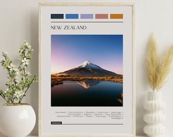 New Zealand Travel Poster: Color Block Style Art Print