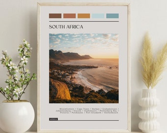 South Africa Travel Poster: Modern Color Block Print