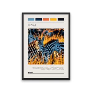KENYA - Travel Poster, Color Block Travel Poster, Digital Download, Digital Travel Poster