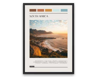 South Africa Travel Poster: Modern Color Block Print (Digital Download)
