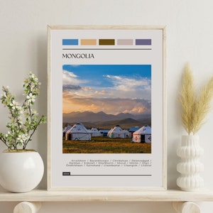 PRINTED Mongolia Poster - Travel Poster, Color Block Travel Poster