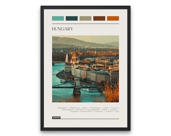 HUNGARY - Travel Poster, Color Block Travel Poster, Digital Download, Digital Travel Poster