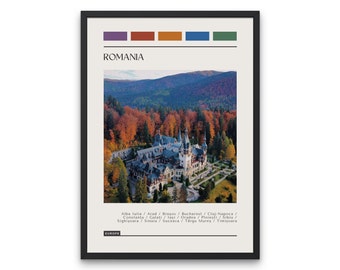 Romania Travel Poster: Modern Color Block Print (Digital Download)