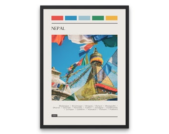 Nepal Travel Poster: Modern Color Block Print (Digital Download)