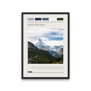 SWITZERLAND - Travel Poster, Color Block Travel Poster, Digital Download, Digital Travel Poster