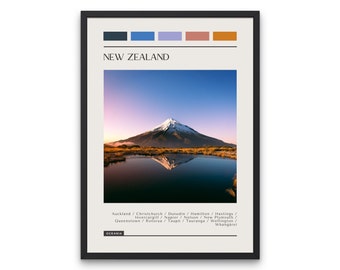 New Zealand Travel Poster: Color Block Print (Digital Download)