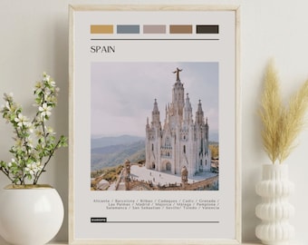Spain Travel Poster: Color Block Cityscape Art Print