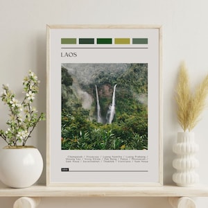 PRINTED Laos Poster - Travel Poster, Color Block Travel Poster