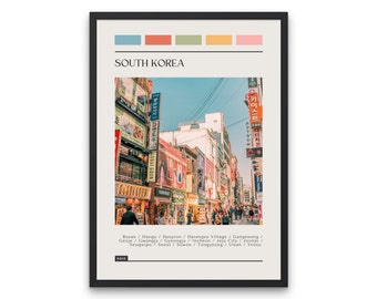SOUTH KOREA - Travel Poster, Color Block Travel Poster, Digital Download, Digital Travel Poster