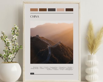 China Travel Poster: Color Block Style Art Print
