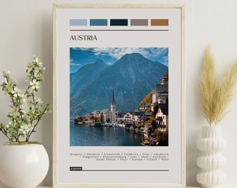 Austria Travel Poster: Modern Color Block Print
