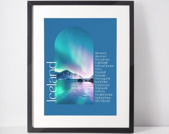 Iceland - Travel Poster, Vivid Arched Travel Poster, Digital Download, Digital Travel Poster