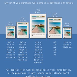 May include: A digital download guide for printing photos in five different aspect ratios: 4:5, 3:4, 2:3, ISO, and 11:14. The guide includes measurements in inches and centimeters for each ratio.