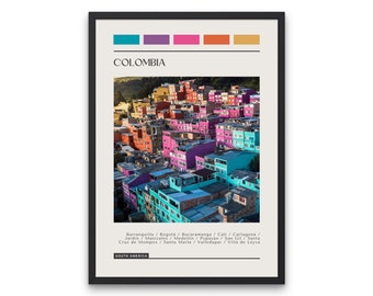 Colombia Travel Poster: Modern Color Block Print (Digital Download)