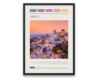 GREECE - Travel Poster, Color Block Travel Poster, Digital Download, Digital Travel Poster