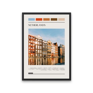NETHERLANDS - Travel Poster, Color Block Travel Poster, Digital Download, Digital Travel Poster