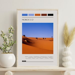 PRINTED Morocco Poster - Travel Poster, Color Block Travel Poster