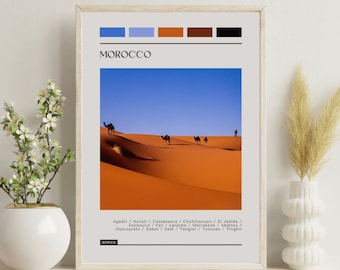 Morocco Travel Poster: Color Block City Art Print